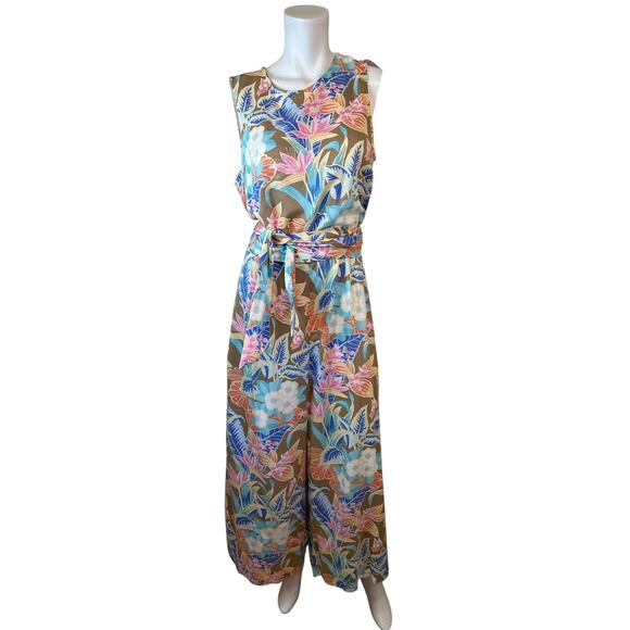 J. McLaughlin Rebekka Floral Wide Leg Jumpsuit Belt Tie Waist sz L NWOT - Picture 2 of 16